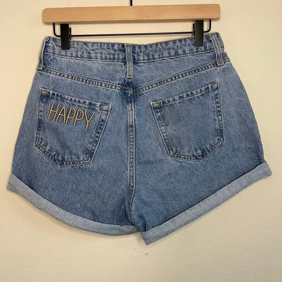 Wild Fable Highest Rise Mom Rolled Cuff Shorts Embroidered - Size 6/28 - Picture 3 of 6